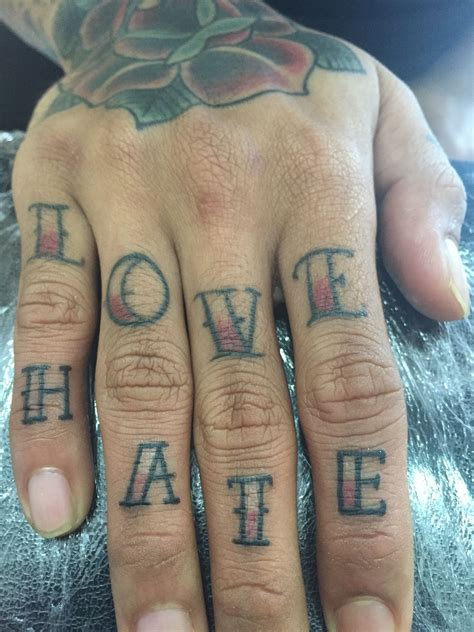 love hate finger tattoo|love and hate tattoos.